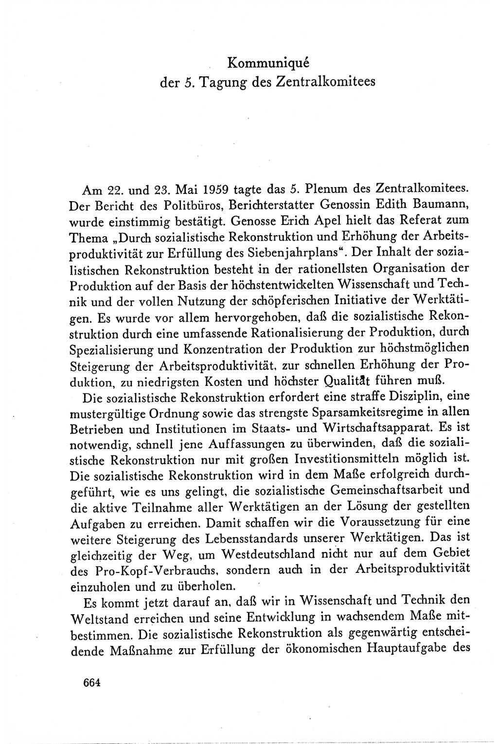 Dokumente der Sozialistischen Einheitspartei Deutschlands (SED) [Deutsche Demokratische Republik (DDR)] 1958-1959, Seite 664 (Dok. SED DDR 1958-1959, S. 664)