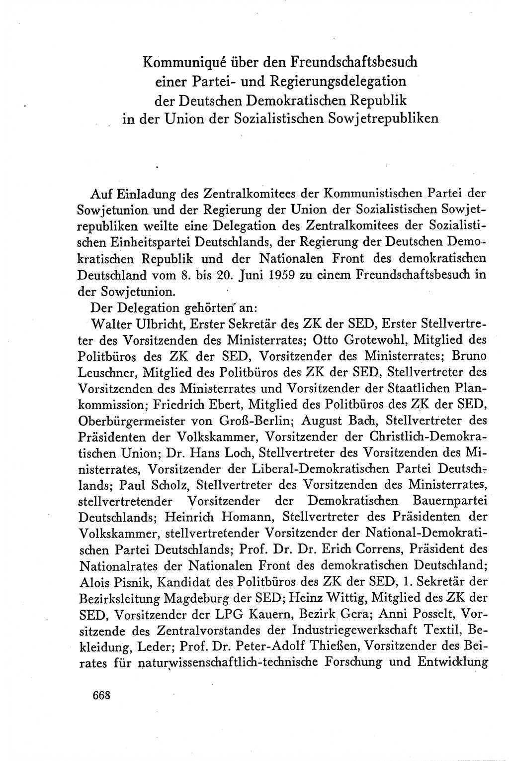 Dokumente der Sozialistischen Einheitspartei Deutschlands (SED) [Deutsche Demokratische Republik (DDR)] 1958-1959, Seite 668 (Dok. SED DDR 1958-1959, S. 668)