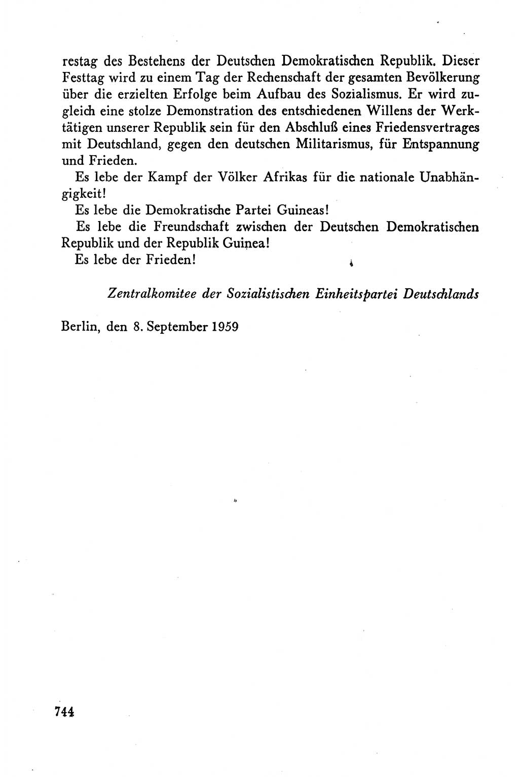 Dokumente der Sozialistischen Einheitspartei Deutschlands (SED) [Deutsche Demokratische Republik (DDR)] 1958-1959, Seite 744 (Dok. SED DDR 1958-1959, S. 744)