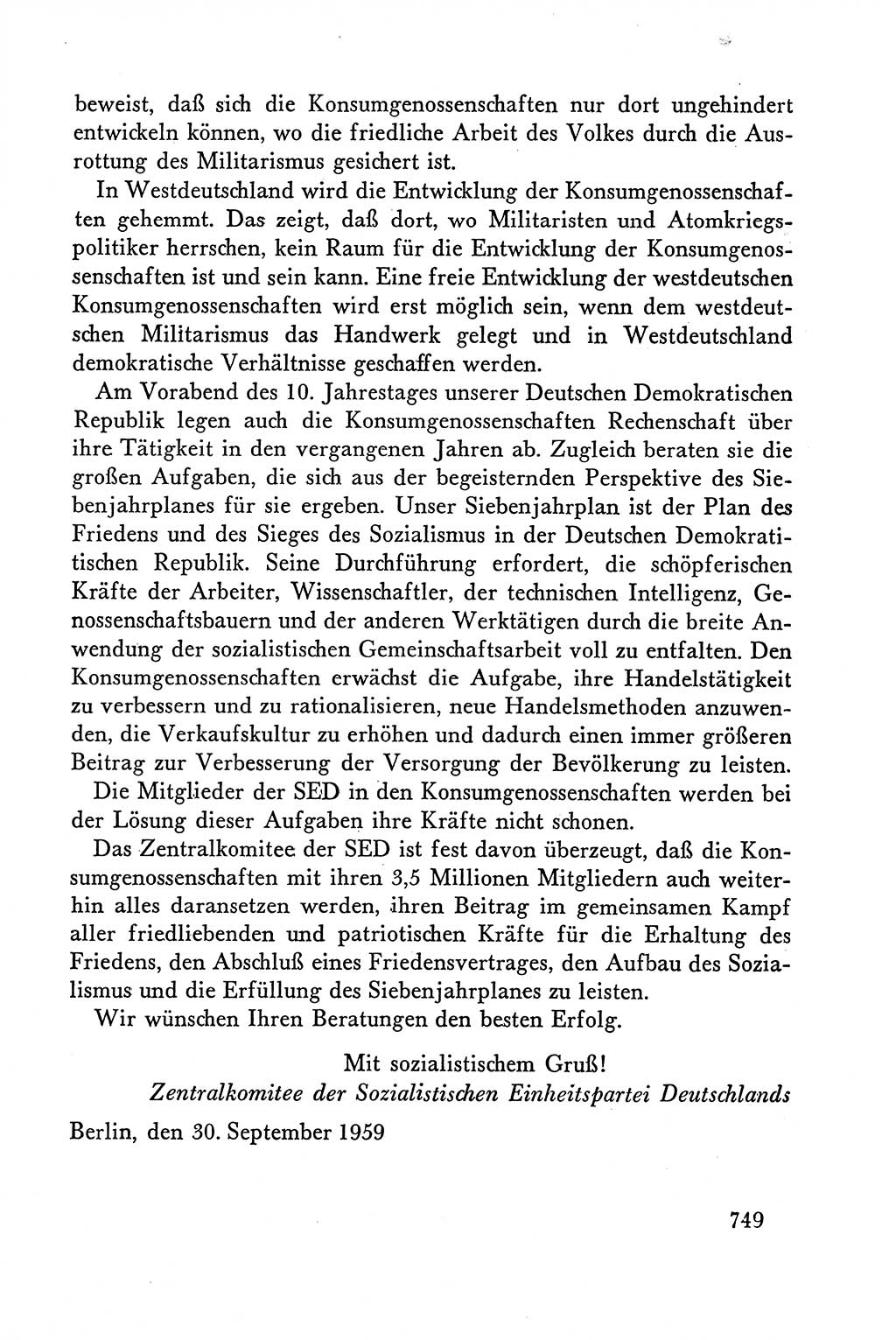 Dokumente der Sozialistischen Einheitspartei Deutschlands (SED) [Deutsche Demokratische Republik (DDR)] 1958-1959, Seite 749 (Dok. SED DDR 1958-1959, S. 749)