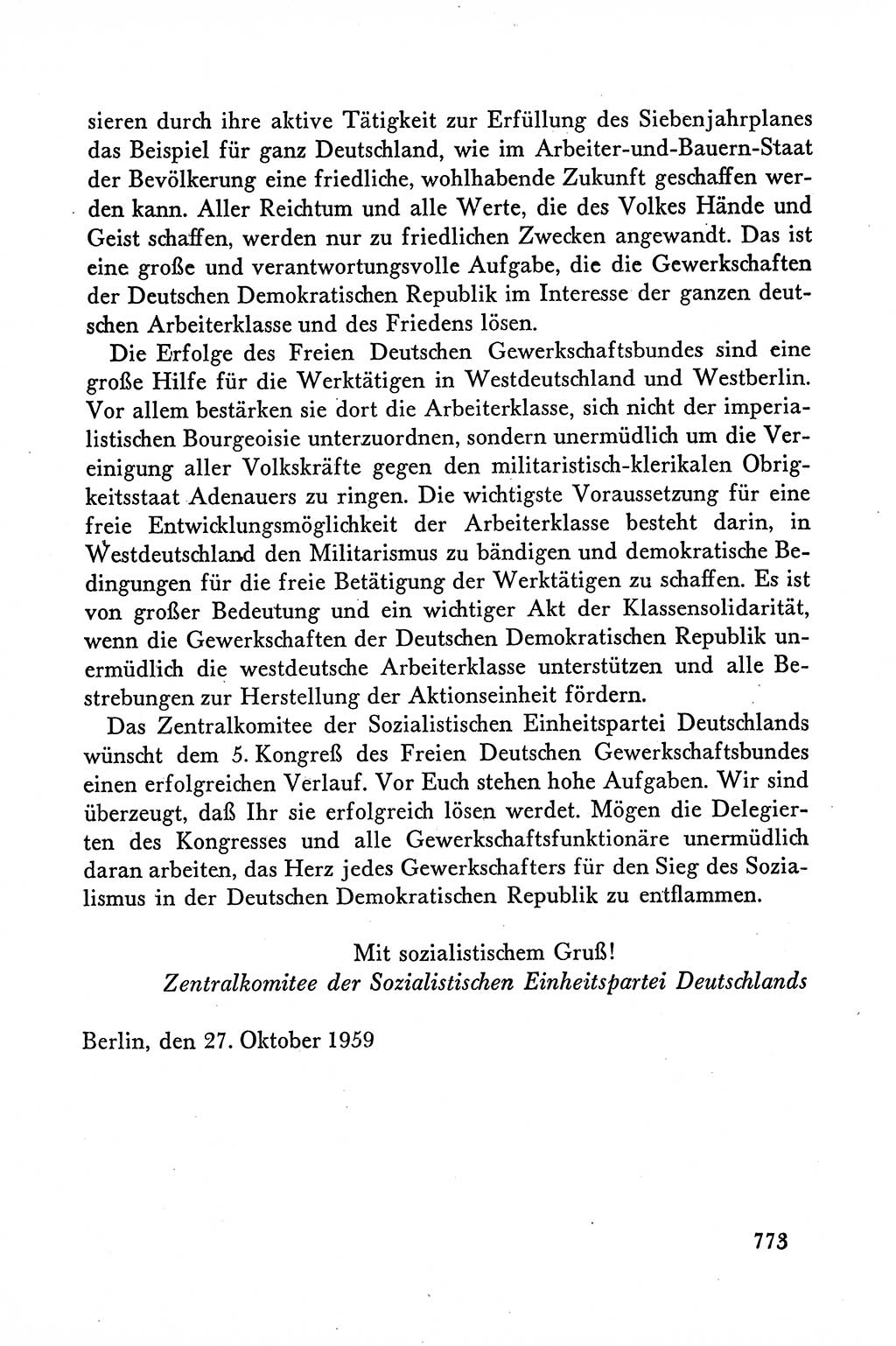 Dokumente der Sozialistischen Einheitspartei Deutschlands (SED) [Deutsche Demokratische Republik (DDR)] 1958-1959, Seite 773 (Dok. SED DDR 1958-1959, S. 773)