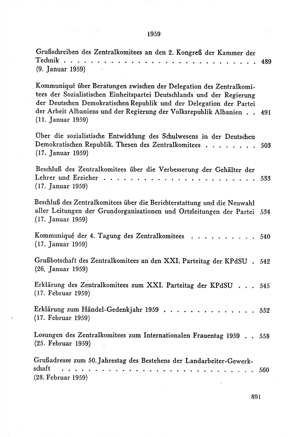 Dokumente der Sozialistischen Einheitspartei Deutschlands (SED) [Deutsche Demokratische Republik (DDR)] 1958-1959, Seite 891 (Dok. SED DDR 1958-1959, S. 891)