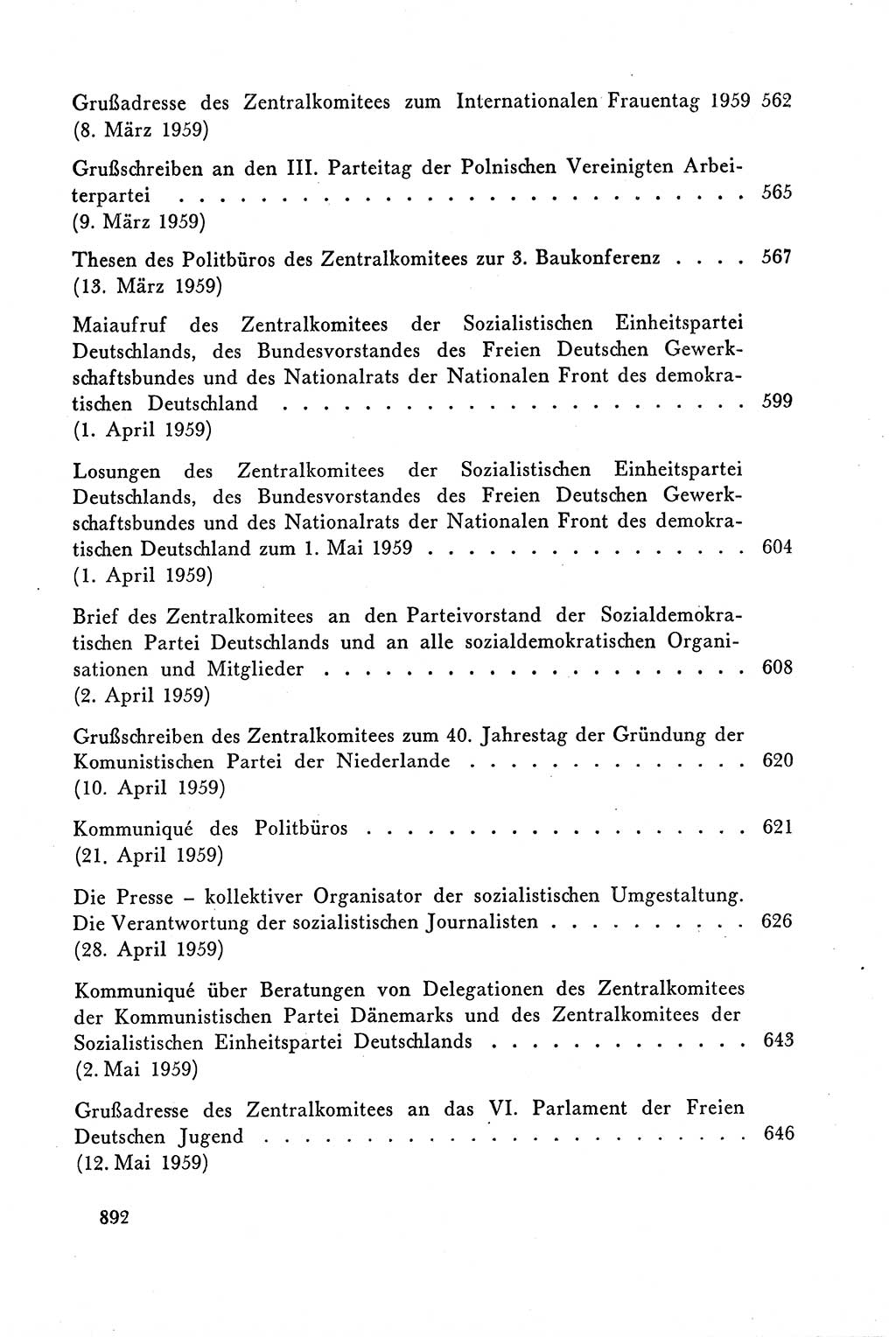 Dokumente der Sozialistischen Einheitspartei Deutschlands (SED) [Deutsche Demokratische Republik (DDR)] 1958-1959, Seite 892 (Dok. SED DDR 1958-1959, S. 892)