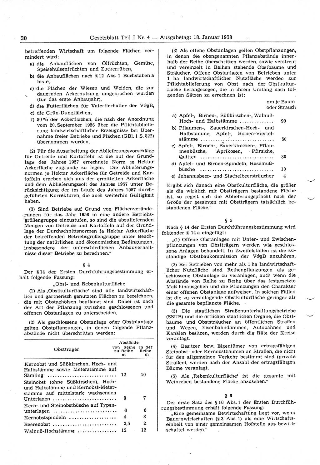 Gesetzblatt (GBl.) der Deutschen Demokratischen Republik (DDR) Teil â… 1958, Seite 30 (GBl. DDR â… 1958, S. 30)