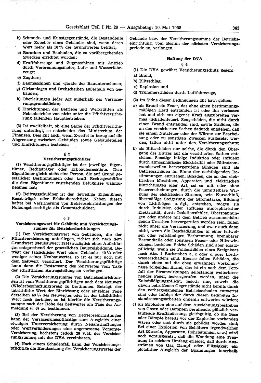 Gesetzblatt (GBl.) der Deutschen Demokratischen Republik (DDR) Teil Ⅰ 1958, Seite 363 (GBl. DDR Ⅰ 1958, S. 363)