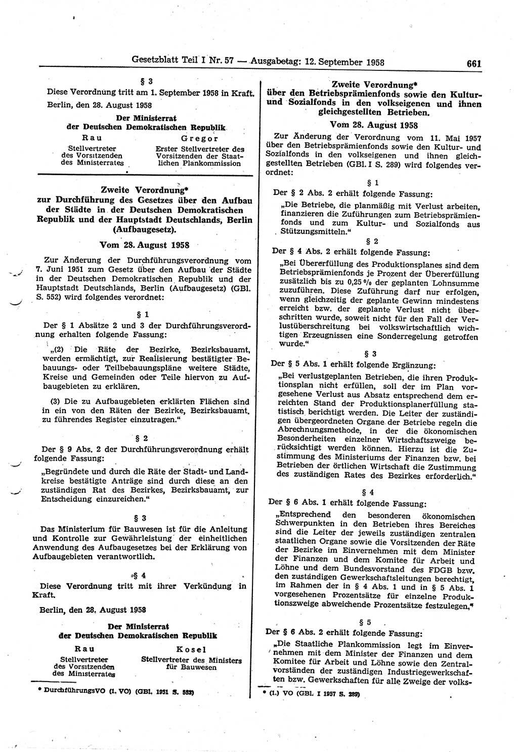 Gesetzblatt (GBl.) der Deutschen Demokratischen Republik (DDR) Teil Ⅰ 1958, Seite 661 (GBl. DDR Ⅰ 1958, S. 661)