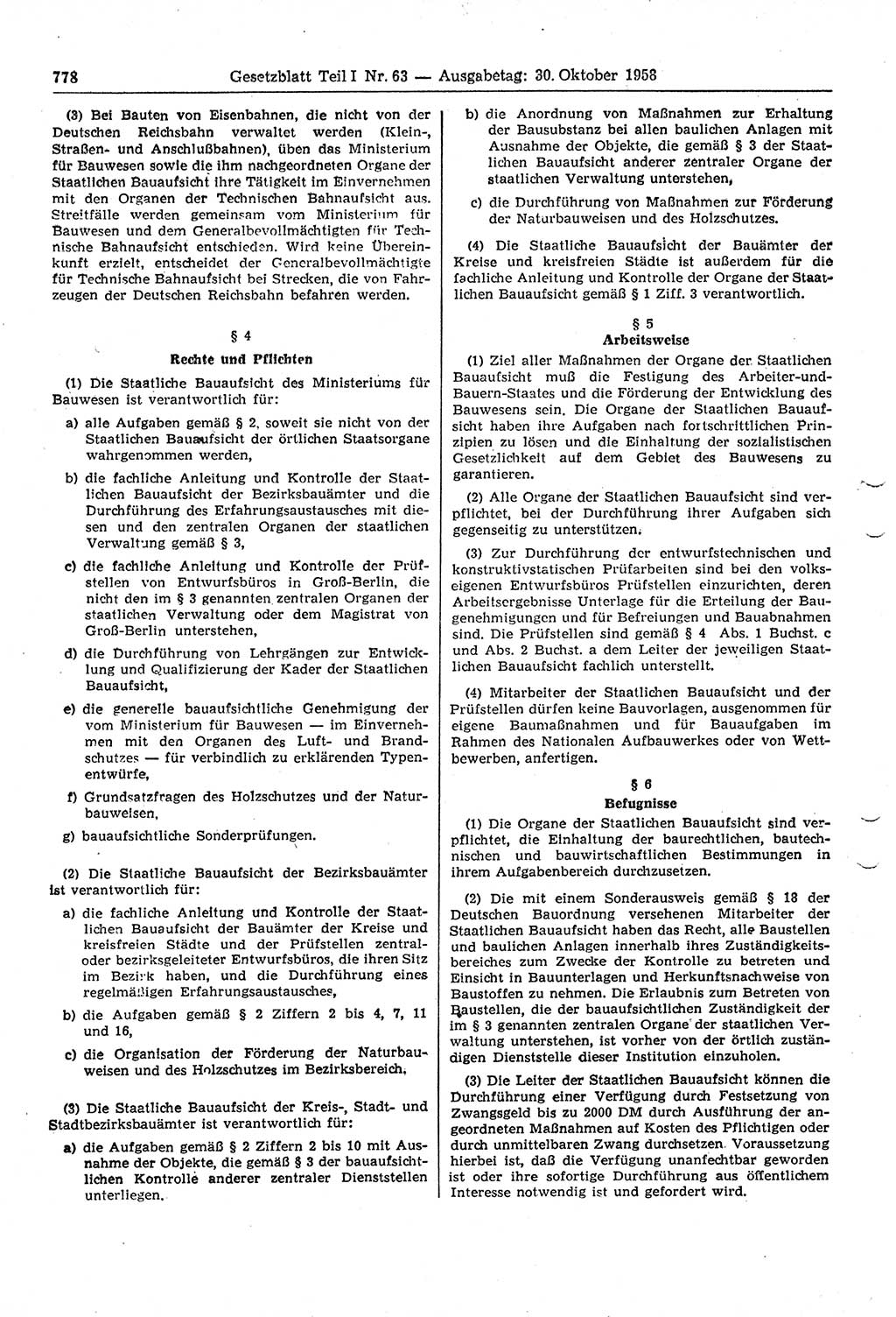 Gesetzblatt (GBl.) der Deutschen Demokratischen Republik (DDR) Teil Ⅰ 1958, Seite 778 (GBl. DDR Ⅰ 1958, S. 778)