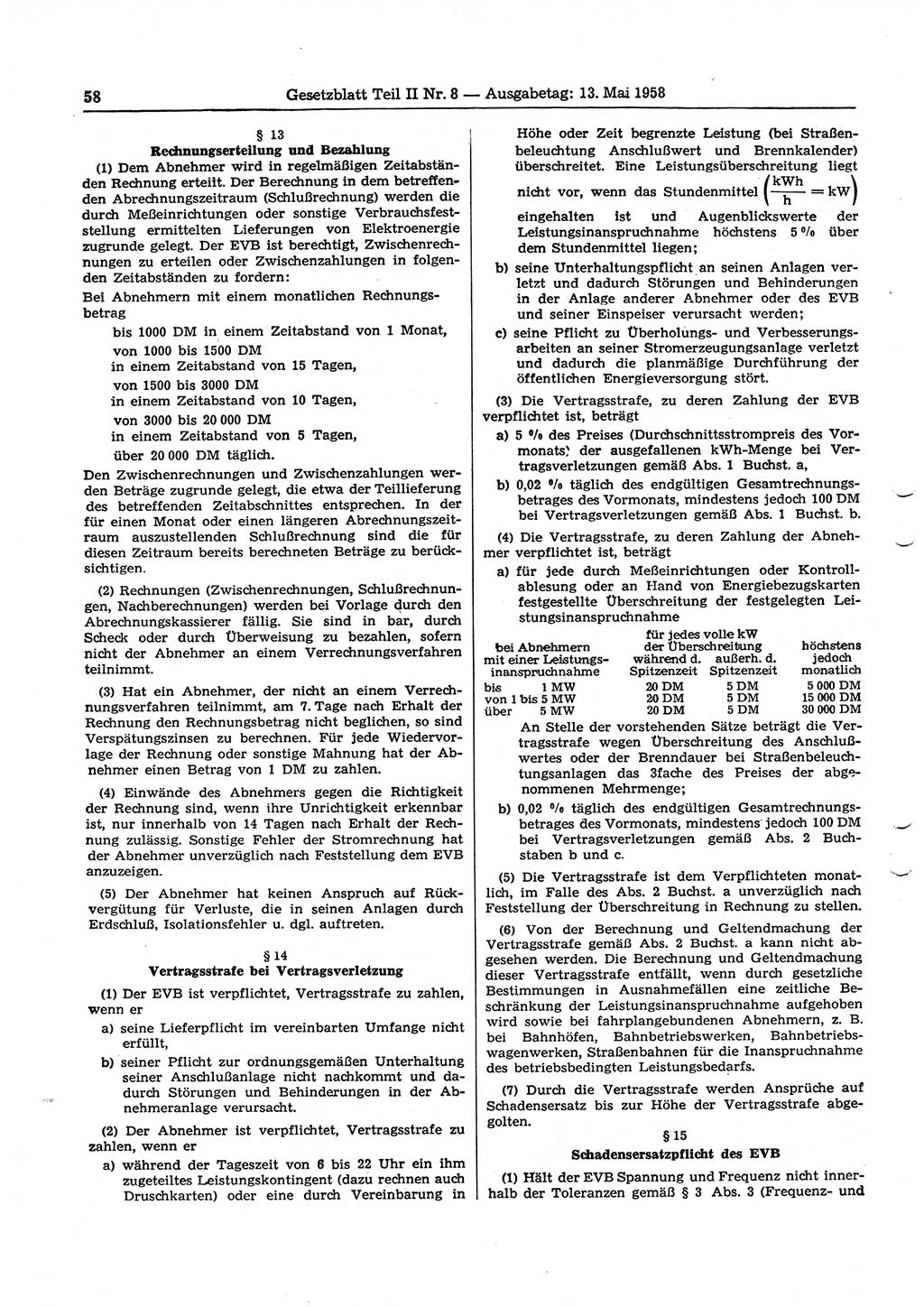 Gesetzblatt (GBl.) der Deutschen Demokratischen Republik (DDR) Teil ⅠⅠ 1958, Seite 58 (GBl. DDR ⅠⅠ 1958, S. 58)