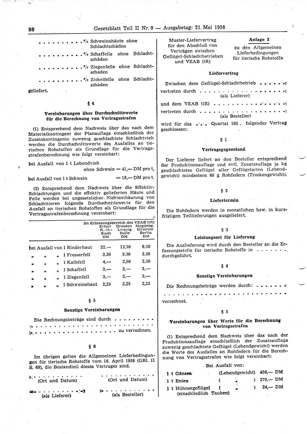 Gesetzblatt (GBl.) der Deutschen Demokratischen Republik (DDR) Teil ⅠⅠ 1958, Seite 80 (GBl. DDR ⅠⅠ 1958, S. 80)