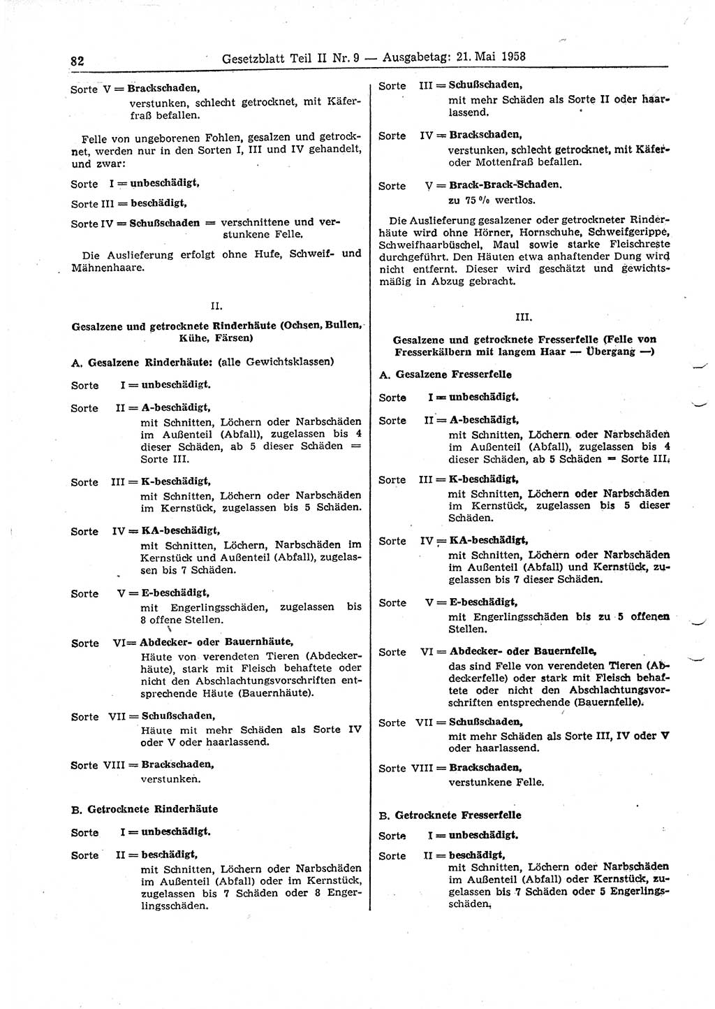 Gesetzblatt (GBl.) der Deutschen Demokratischen Republik (DDR) Teil ⅠⅠ 1958, Seite 82 (GBl. DDR ⅠⅠ 1958, S. 82)