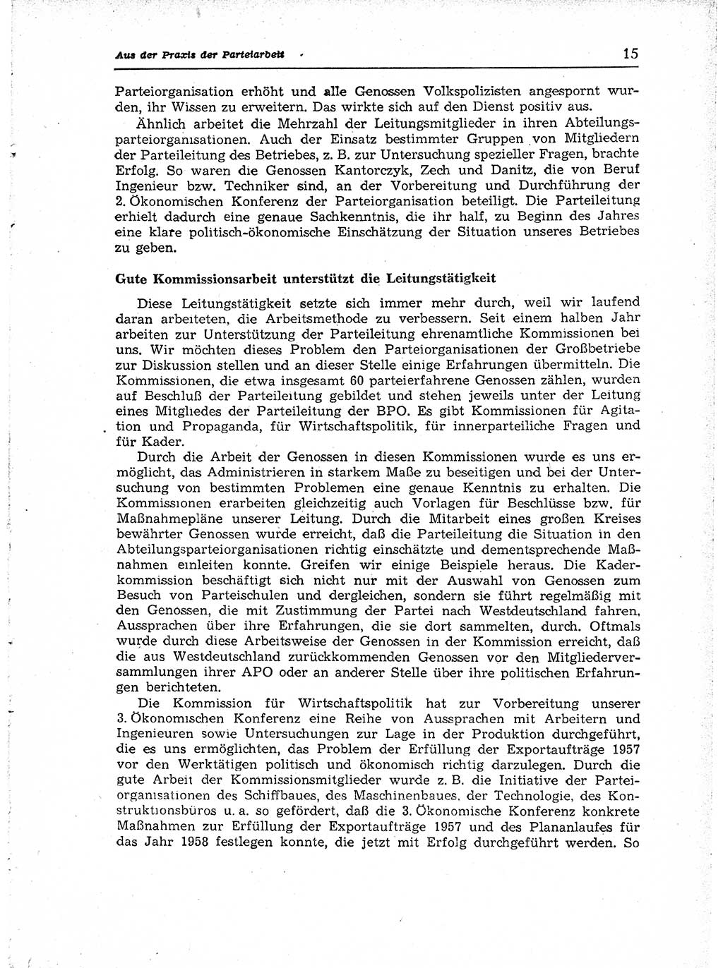 Neuer Weg (NW), Organ des Zentralkomitees (ZK) der SED (Sozialistische Einheitspartei Deutschlands) für Fragen des Parteiaufbaus und des Parteilebens, [Deutsche Demokratische Republik (DDR)] 13. Jahrgang 1958, Seite 15 (NW ZK SED DDR 1958, S. 15)