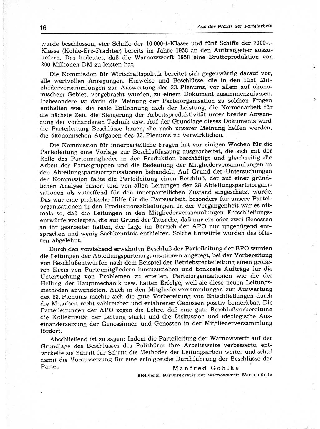 Neuer Weg (NW), Organ des Zentralkomitees (ZK) der SED (Sozialistische Einheitspartei Deutschlands) für Fragen des Parteiaufbaus und des Parteilebens, [Deutsche Demokratische Republik (DDR)] 13. Jahrgang 1958, Seite 16 (NW ZK SED DDR 1958, S. 16)