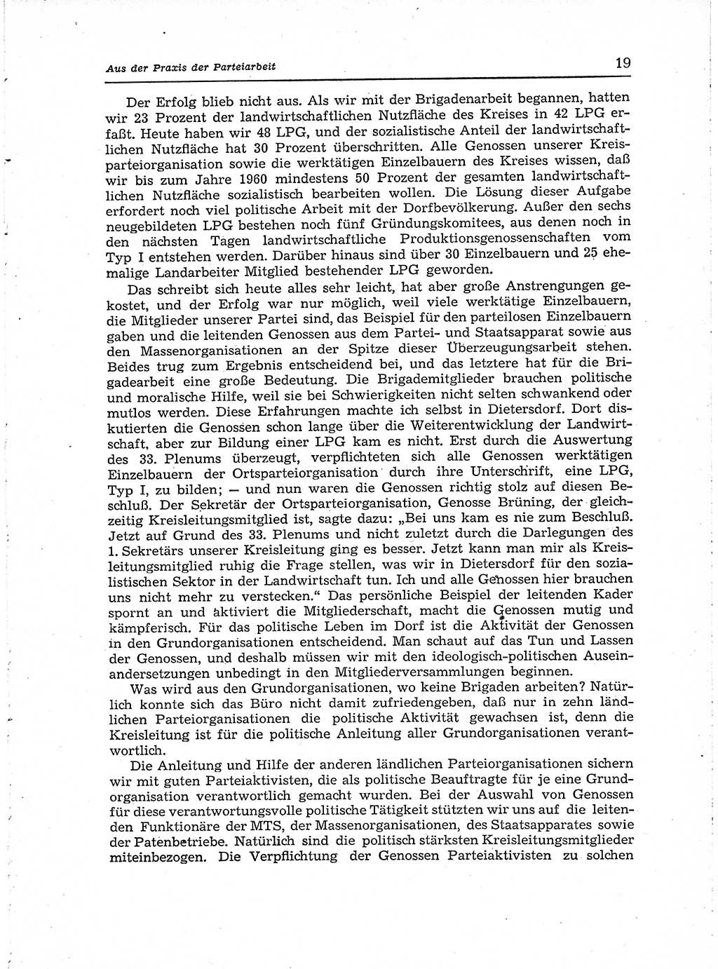 Neuer Weg (NW), Organ des Zentralkomitees (ZK) der SED (Sozialistische Einheitspartei Deutschlands) für Fragen des Parteiaufbaus und des Parteilebens, [Deutsche Demokratische Republik (DDR)] 13. Jahrgang 1958, Seite 19 (NW ZK SED DDR 1958, S. 19)