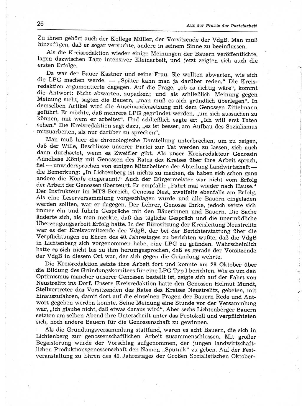 Neuer Weg (NW), Organ des Zentralkomitees (ZK) der SED (Sozialistische Einheitspartei Deutschlands) für Fragen des Parteiaufbaus und des Parteilebens, [Deutsche Demokratische Republik (DDR)] 13. Jahrgang 1958, Seite 26 (NW ZK SED DDR 1958, S. 26)