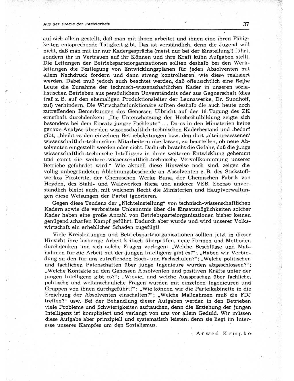 Neuer Weg (NW), Organ des Zentralkomitees (ZK) der SED (Sozialistische Einheitspartei Deutschlands) für Fragen des Parteiaufbaus und des Parteilebens, [Deutsche Demokratische Republik (DDR)] 13. Jahrgang 1958, Seite 37 (NW ZK SED DDR 1958, S. 37)