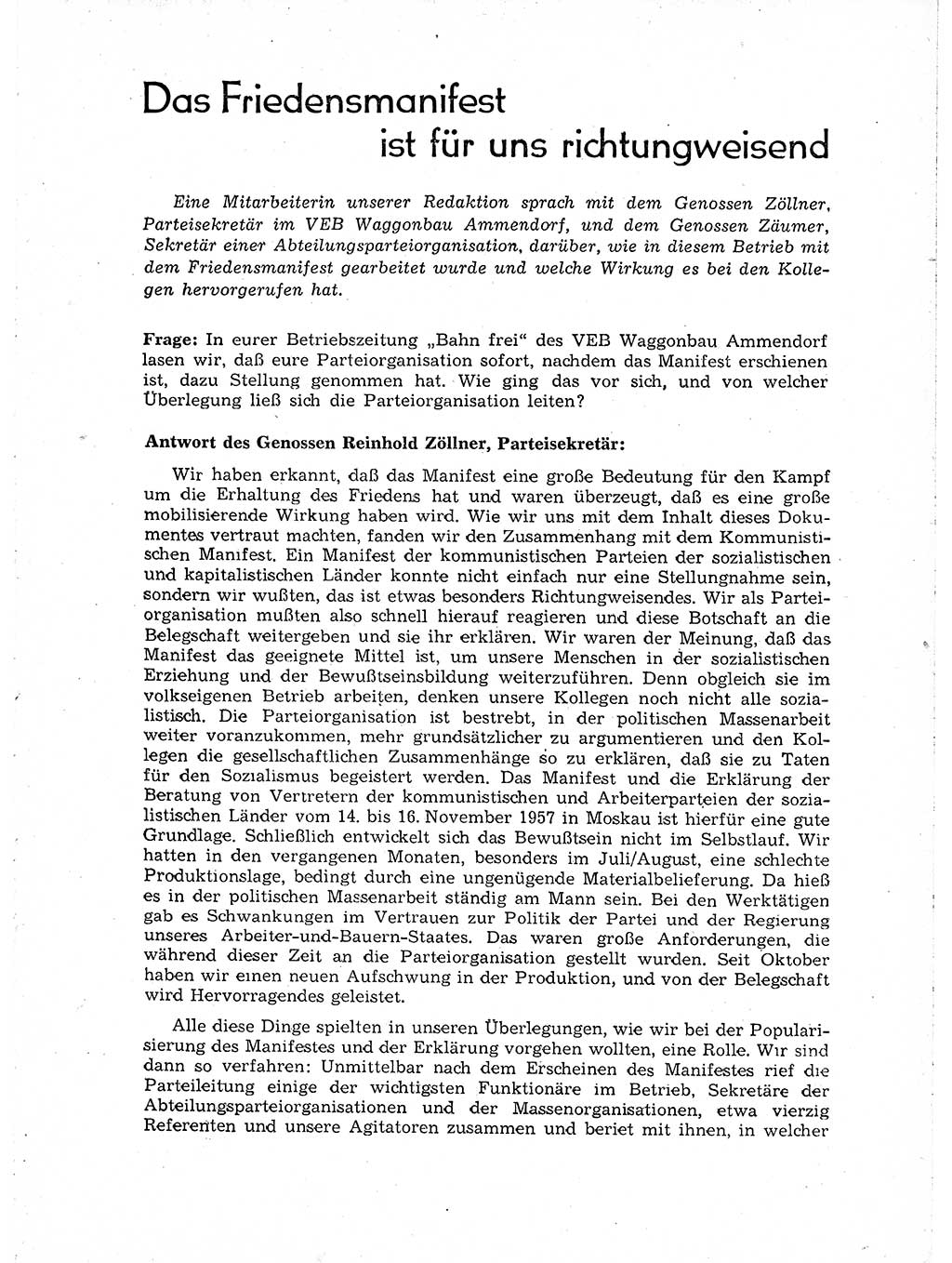 Neuer Weg (NW), Organ des Zentralkomitees (ZK) der SED (Sozialistische Einheitspartei Deutschlands) für Fragen des Parteiaufbaus und des Parteilebens, [Deutsche Demokratische Republik (DDR)] 13. Jahrgang 1958, Seite 43 (NW ZK SED DDR 1958, S. 43)