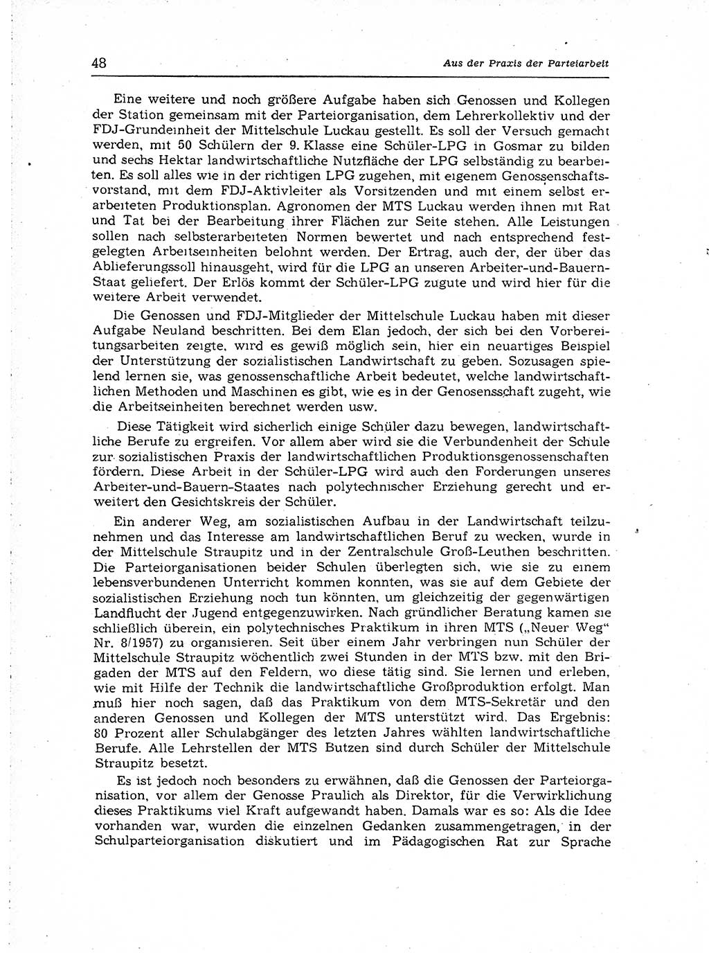 Neuer Weg (NW), Organ des Zentralkomitees (ZK) der SED (Sozialistische Einheitspartei Deutschlands) für Fragen des Parteiaufbaus und des Parteilebens, [Deutsche Demokratische Republik (DDR)] 13. Jahrgang 1958, Seite 48 (NW ZK SED DDR 1958, S. 48)
