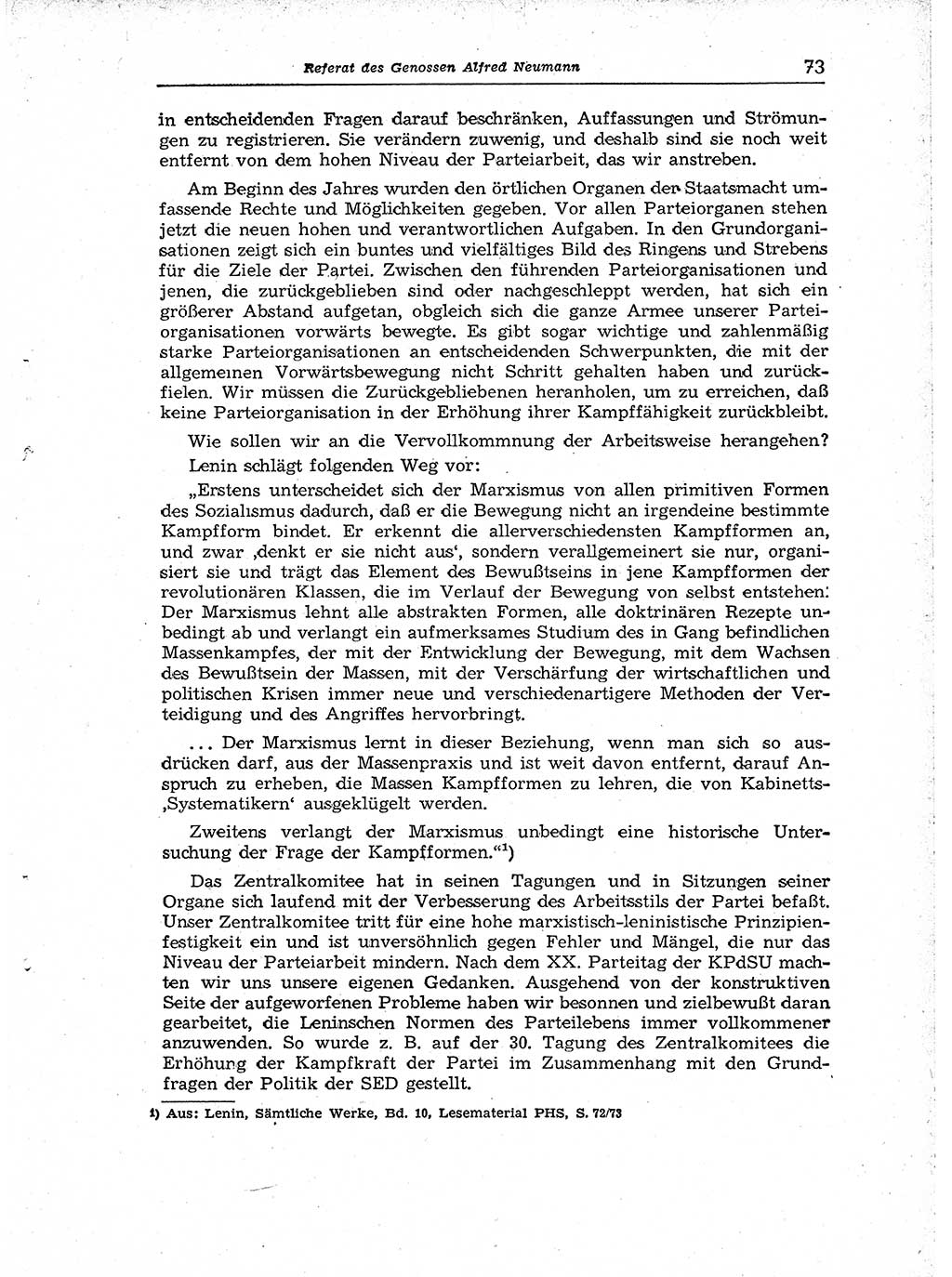 Neuer Weg (NW), Organ des Zentralkomitees (ZK) der SED (Sozialistische Einheitspartei Deutschlands) für Fragen des Parteiaufbaus und des Parteilebens, [Deutsche Demokratische Republik (DDR)] 13. Jahrgang 1958, Seite 73 (NW ZK SED DDR 1958, S. 73)