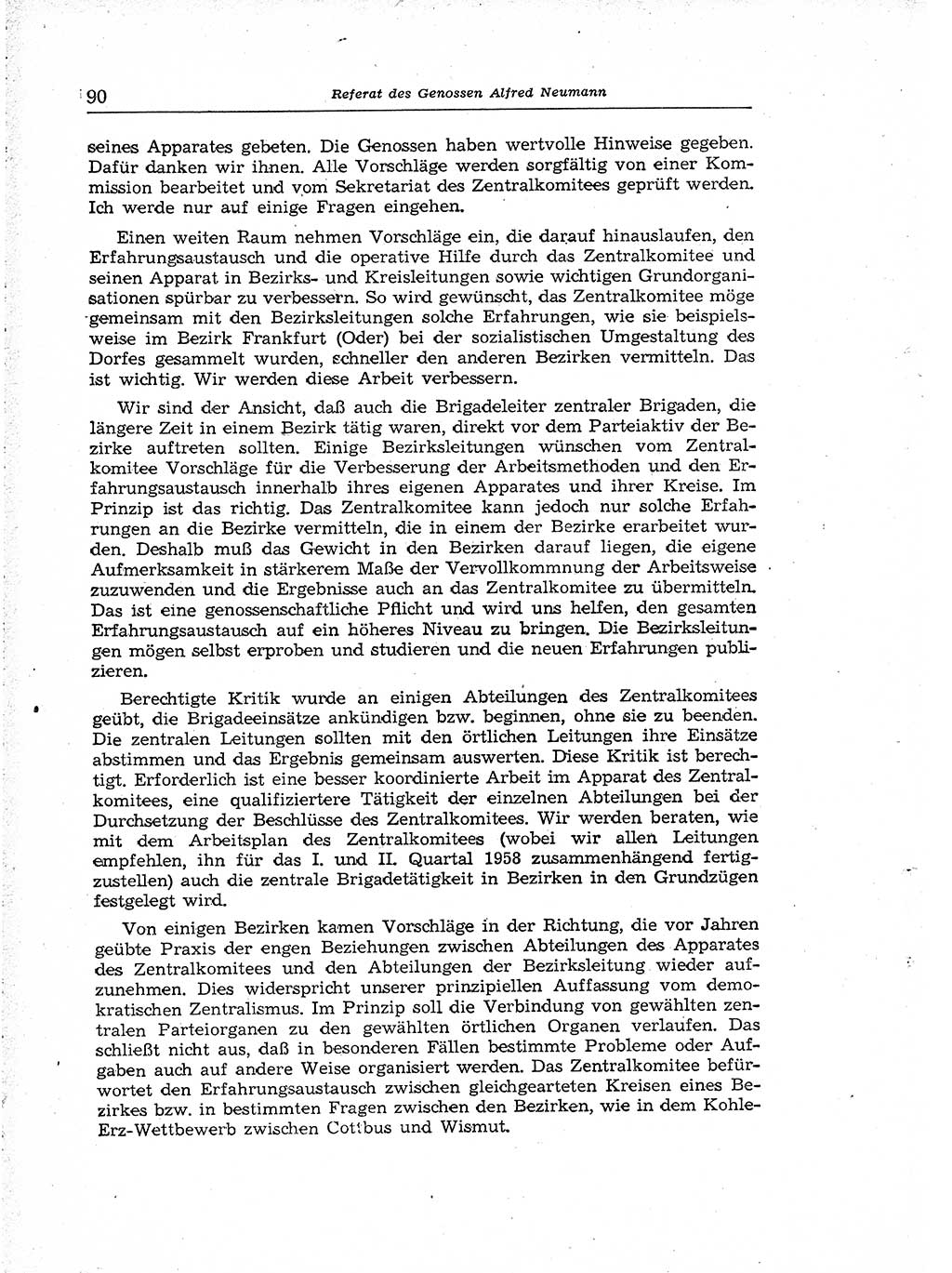Neuer Weg (NW), Organ des Zentralkomitees (ZK) der SED (Sozialistische Einheitspartei Deutschlands) für Fragen des Parteiaufbaus und des Parteilebens, [Deutsche Demokratische Republik (DDR)] 13. Jahrgang 1958, Seite 90 (NW ZK SED DDR 1958, S. 90)