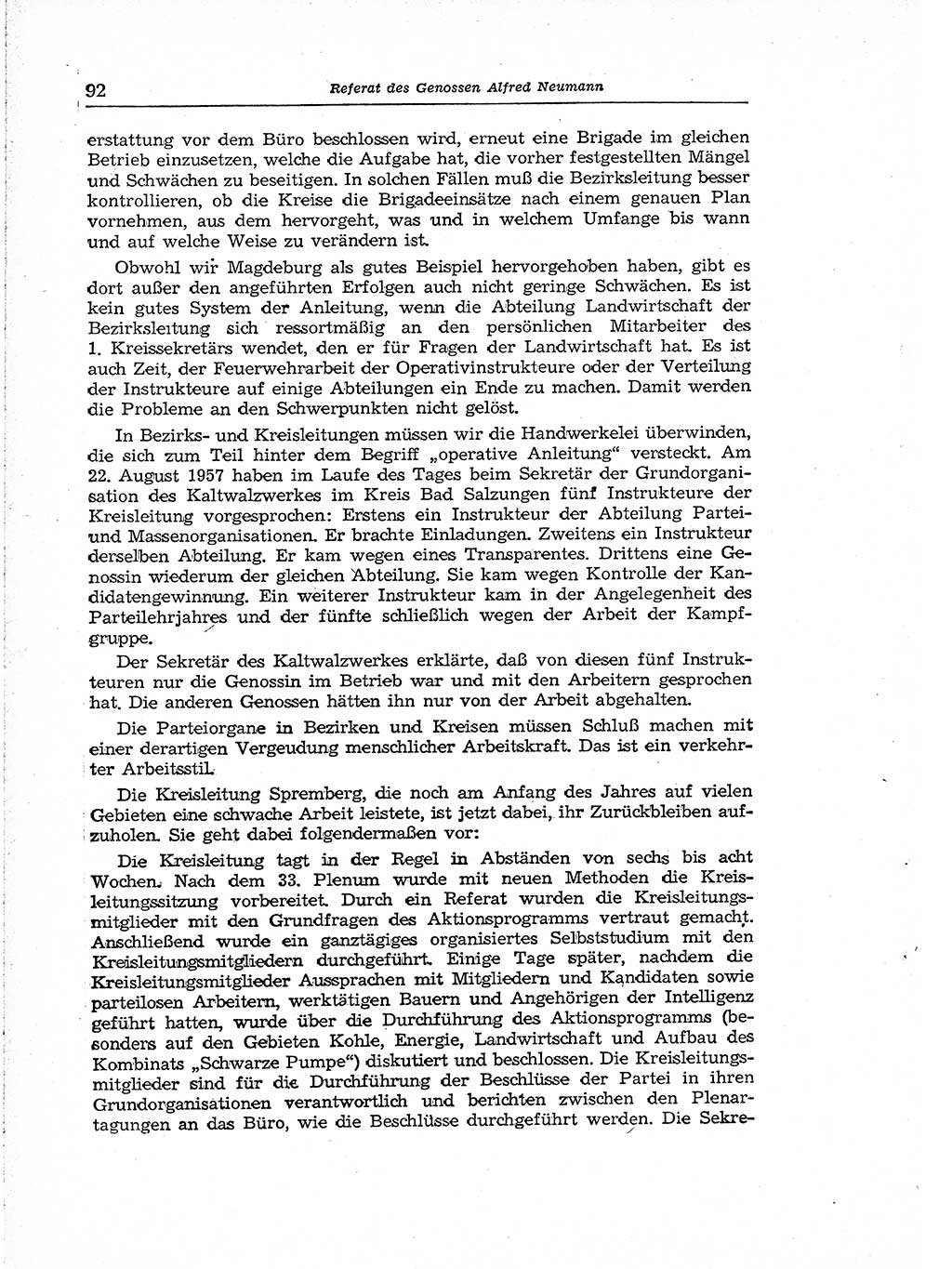 Neuer Weg (NW), Organ des Zentralkomitees (ZK) der SED (Sozialistische Einheitspartei Deutschlands) für Fragen des Parteiaufbaus und des Parteilebens, [Deutsche Demokratische Republik (DDR)] 13. Jahrgang 1958, Seite 92 (NW ZK SED DDR 1958, S. 92)