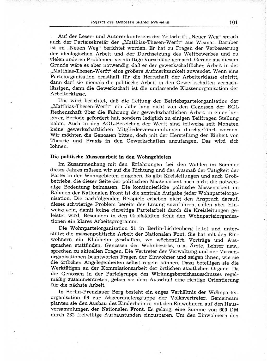 Neuer Weg (NW), Organ des Zentralkomitees (ZK) der SED (Sozialistische Einheitspartei Deutschlands) für Fragen des Parteiaufbaus und des Parteilebens, [Deutsche Demokratische Republik (DDR)] 13. Jahrgang 1958, Seite 101 (NW ZK SED DDR 1958, S. 101)