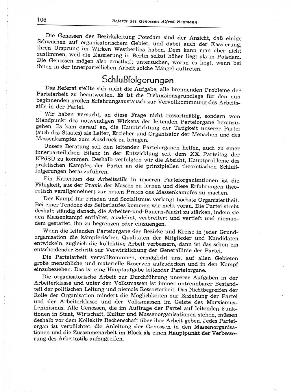 Neuer Weg (NW), Organ des Zentralkomitees (ZK) der SED (Sozialistische Einheitspartei Deutschlands) für Fragen des Parteiaufbaus und des Parteilebens, [Deutsche Demokratische Republik (DDR)] 13. Jahrgang 1958, Seite 106 (NW ZK SED DDR 1958, S. 106)