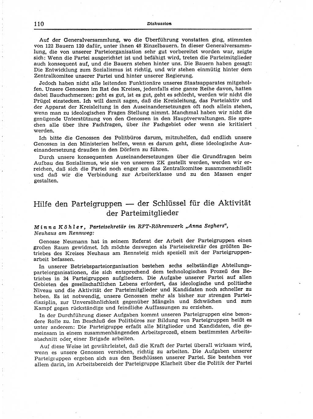 Neuer Weg (NW), Organ des Zentralkomitees (ZK) der SED (Sozialistische Einheitspartei Deutschlands) für Fragen des Parteiaufbaus und des Parteilebens, [Deutsche Demokratische Republik (DDR)] 13. Jahrgang 1958, Seite 110 (NW ZK SED DDR 1958, S. 110)