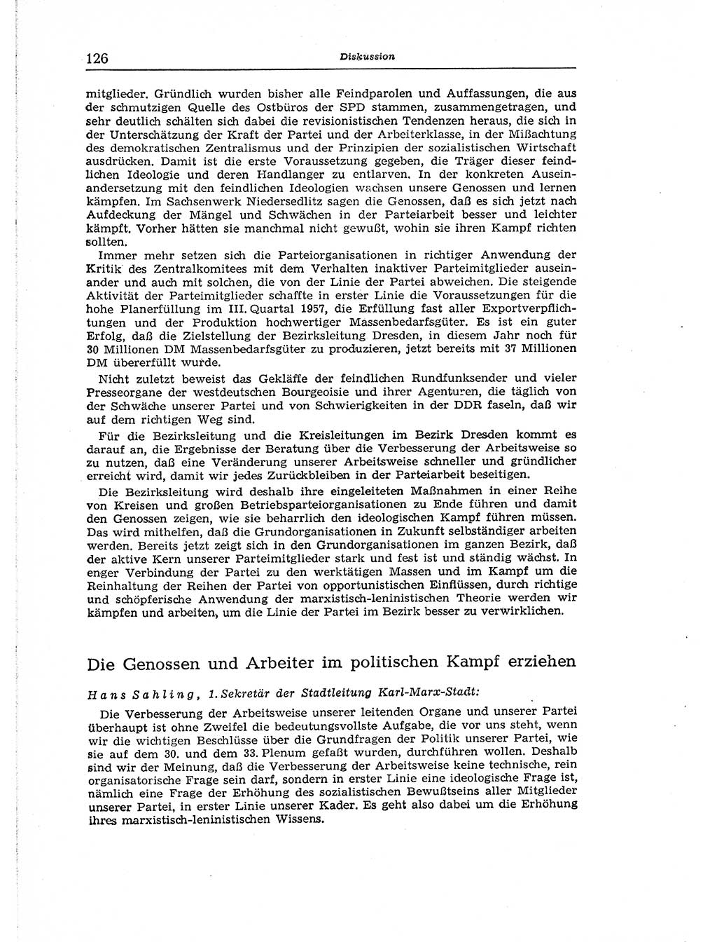 Neuer Weg (NW), Organ des Zentralkomitees (ZK) der SED (Sozialistische Einheitspartei Deutschlands) für Fragen des Parteiaufbaus und des Parteilebens, [Deutsche Demokratische Republik (DDR)] 13. Jahrgang 1958, Seite 126 (NW ZK SED DDR 1958, S. 126)