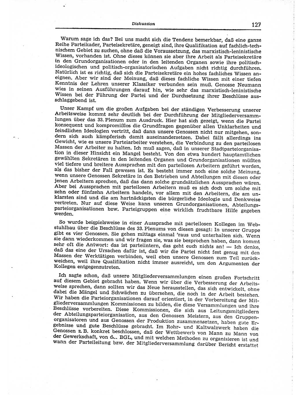 Neuer Weg (NW), Organ des Zentralkomitees (ZK) der SED (Sozialistische Einheitspartei Deutschlands) für Fragen des Parteiaufbaus und des Parteilebens, [Deutsche Demokratische Republik (DDR)] 13. Jahrgang 1958, Seite 127 (NW ZK SED DDR 1958, S. 127)