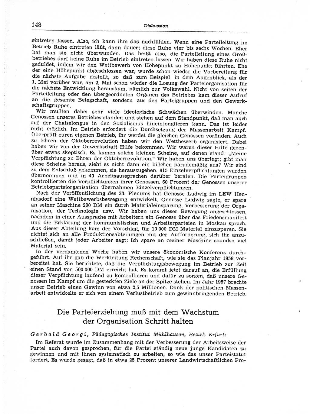 Neuer Weg (NW), Organ des Zentralkomitees (ZK) der SED (Sozialistische Einheitspartei Deutschlands) für Fragen des Parteiaufbaus und des Parteilebens, [Deutsche Demokratische Republik (DDR)] 13. Jahrgang 1958, Seite 148 (NW ZK SED DDR 1958, S. 148)