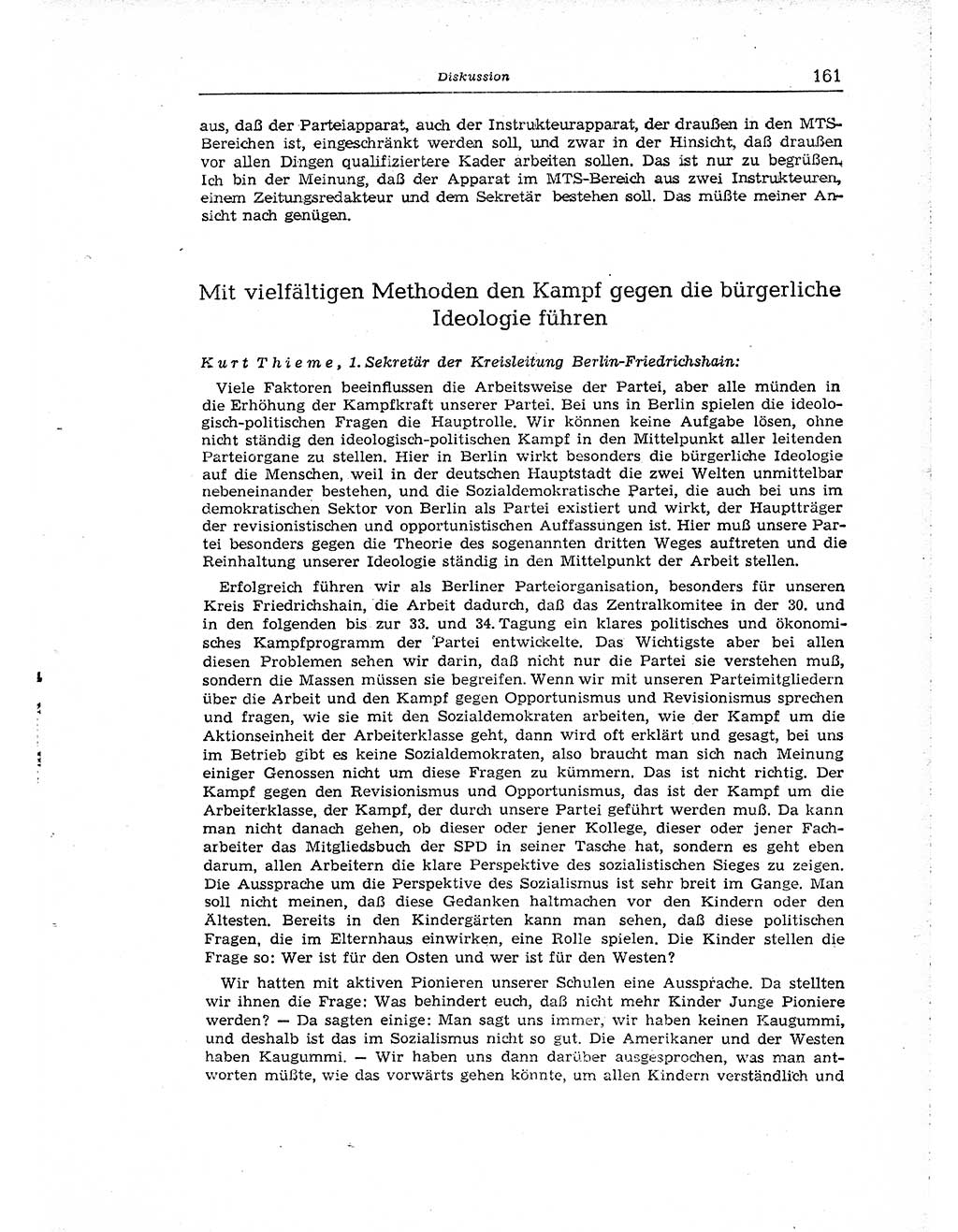 Neuer Weg (NW), Organ des Zentralkomitees (ZK) der SED (Sozialistische Einheitspartei Deutschlands) für Fragen des Parteiaufbaus und des Parteilebens, [Deutsche Demokratische Republik (DDR)] 13. Jahrgang 1958, Seite 161 (NW ZK SED DDR 1958, S. 161)