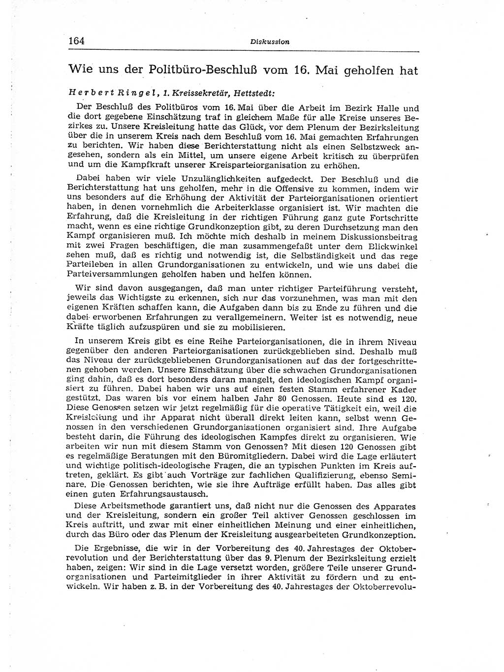 Neuer Weg (NW), Organ des Zentralkomitees (ZK) der SED (Sozialistische Einheitspartei Deutschlands) für Fragen des Parteiaufbaus und des Parteilebens, [Deutsche Demokratische Republik (DDR)] 13. Jahrgang 1958, Seite 164 (NW ZK SED DDR 1958, S. 164)