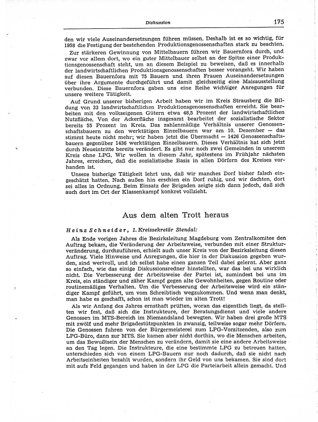 Neuer Weg (NW), Organ des Zentralkomitees (ZK) der SED (Sozialistische Einheitspartei Deutschlands) für Fragen des Parteiaufbaus und des Parteilebens, [Deutsche Demokratische Republik (DDR)] 13. Jahrgang 1958, Seite 175 (NW ZK SED DDR 1958, S. 175)