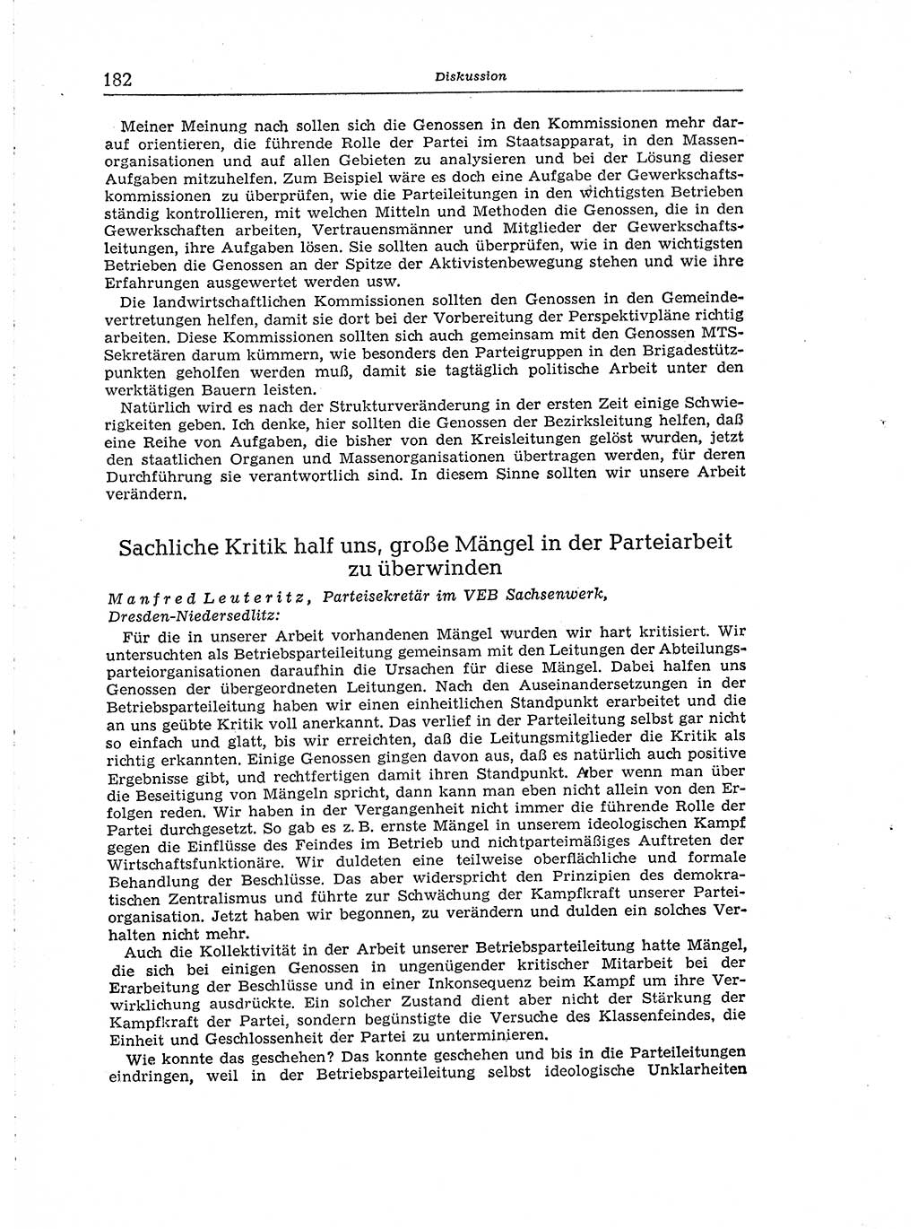 Neuer Weg (NW), Organ des Zentralkomitees (ZK) der SED (Sozialistische Einheitspartei Deutschlands) für Fragen des Parteiaufbaus und des Parteilebens, [Deutsche Demokratische Republik (DDR)] 13. Jahrgang 1958, Seite 182 (NW ZK SED DDR 1958, S. 182)