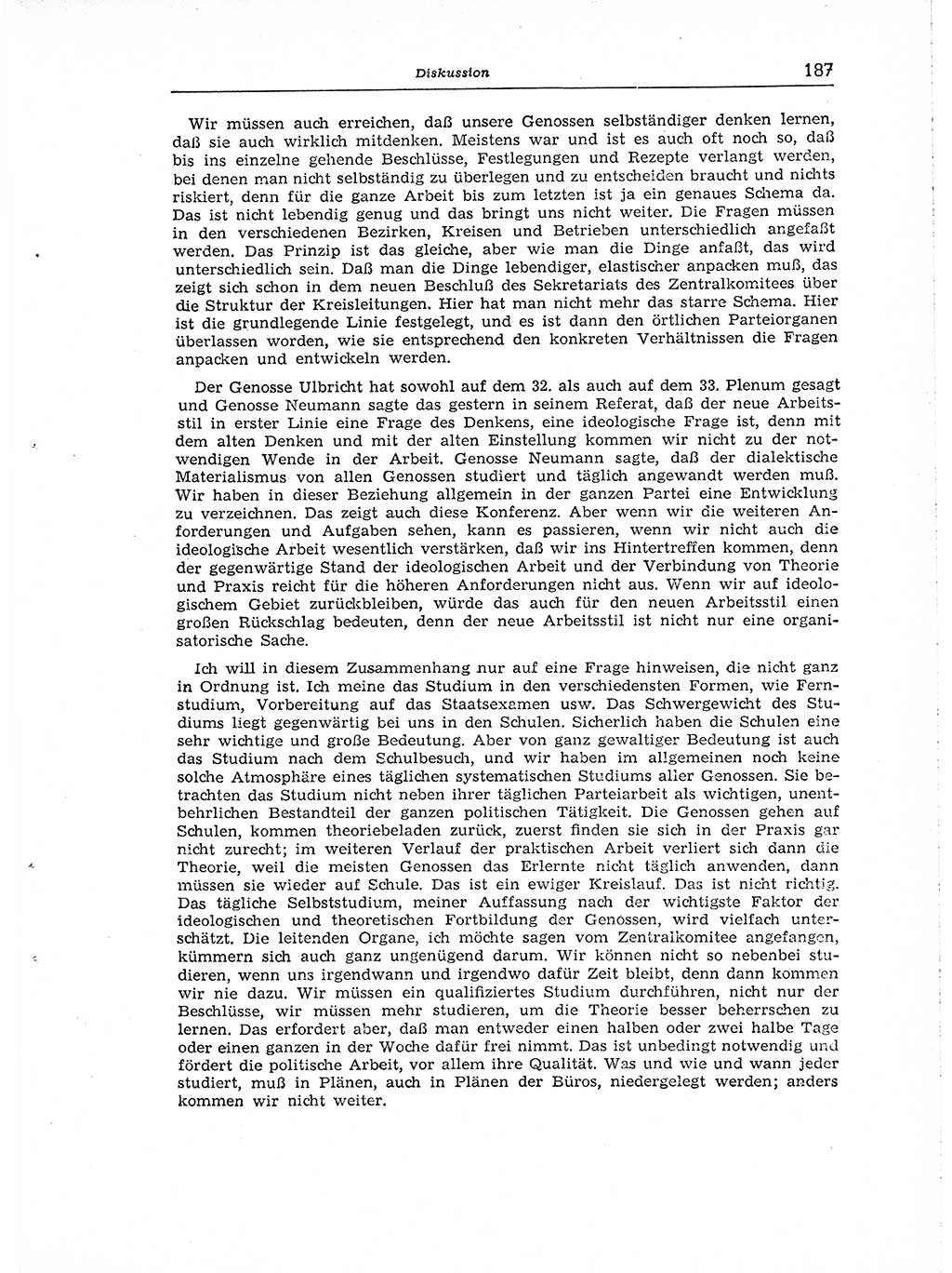 Neuer Weg (NW), Organ des Zentralkomitees (ZK) der SED (Sozialistische Einheitspartei Deutschlands) für Fragen des Parteiaufbaus und des Parteilebens, [Deutsche Demokratische Republik (DDR)] 13. Jahrgang 1958, Seite 187 (NW ZK SED DDR 1958, S. 187)