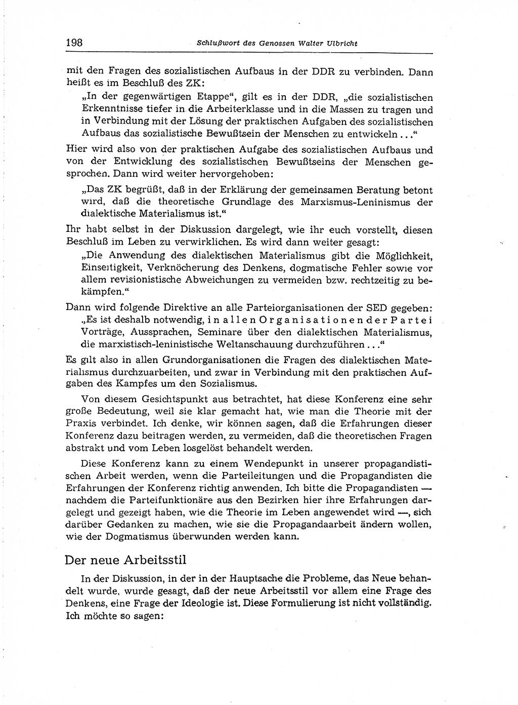 Neuer Weg (NW), Organ des Zentralkomitees (ZK) der SED (Sozialistische Einheitspartei Deutschlands) für Fragen des Parteiaufbaus und des Parteilebens, [Deutsche Demokratische Republik (DDR)] 13. Jahrgang 1958, Seite 198 (NW ZK SED DDR 1958, S. 198)