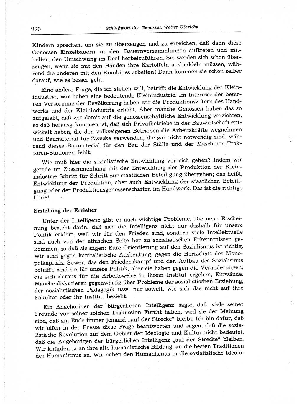 Neuer Weg (NW), Organ des Zentralkomitees (ZK) der SED (Sozialistische Einheitspartei Deutschlands) für Fragen des Parteiaufbaus und des Parteilebens, [Deutsche Demokratische Republik (DDR)] 13. Jahrgang 1958, Seite 220 (NW ZK SED DDR 1958, S. 220)