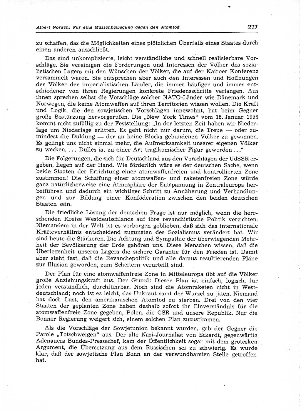 Neuer Weg (NW), Organ des Zentralkomitees (ZK) der SED (Sozialistische Einheitspartei Deutschlands) für Fragen des Parteiaufbaus und des Parteilebens, [Deutsche Demokratische Republik (DDR)] 13. Jahrgang 1958, Seite 227 (NW ZK SED DDR 1958, S. 227)