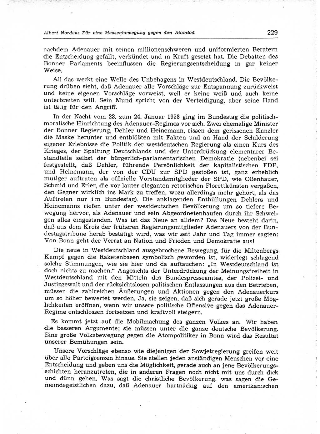 Neuer Weg (NW), Organ des Zentralkomitees (ZK) der SED (Sozialistische Einheitspartei Deutschlands) für Fragen des Parteiaufbaus und des Parteilebens, [Deutsche Demokratische Republik (DDR)] 13. Jahrgang 1958, Seite 229 (NW ZK SED DDR 1958, S. 229)