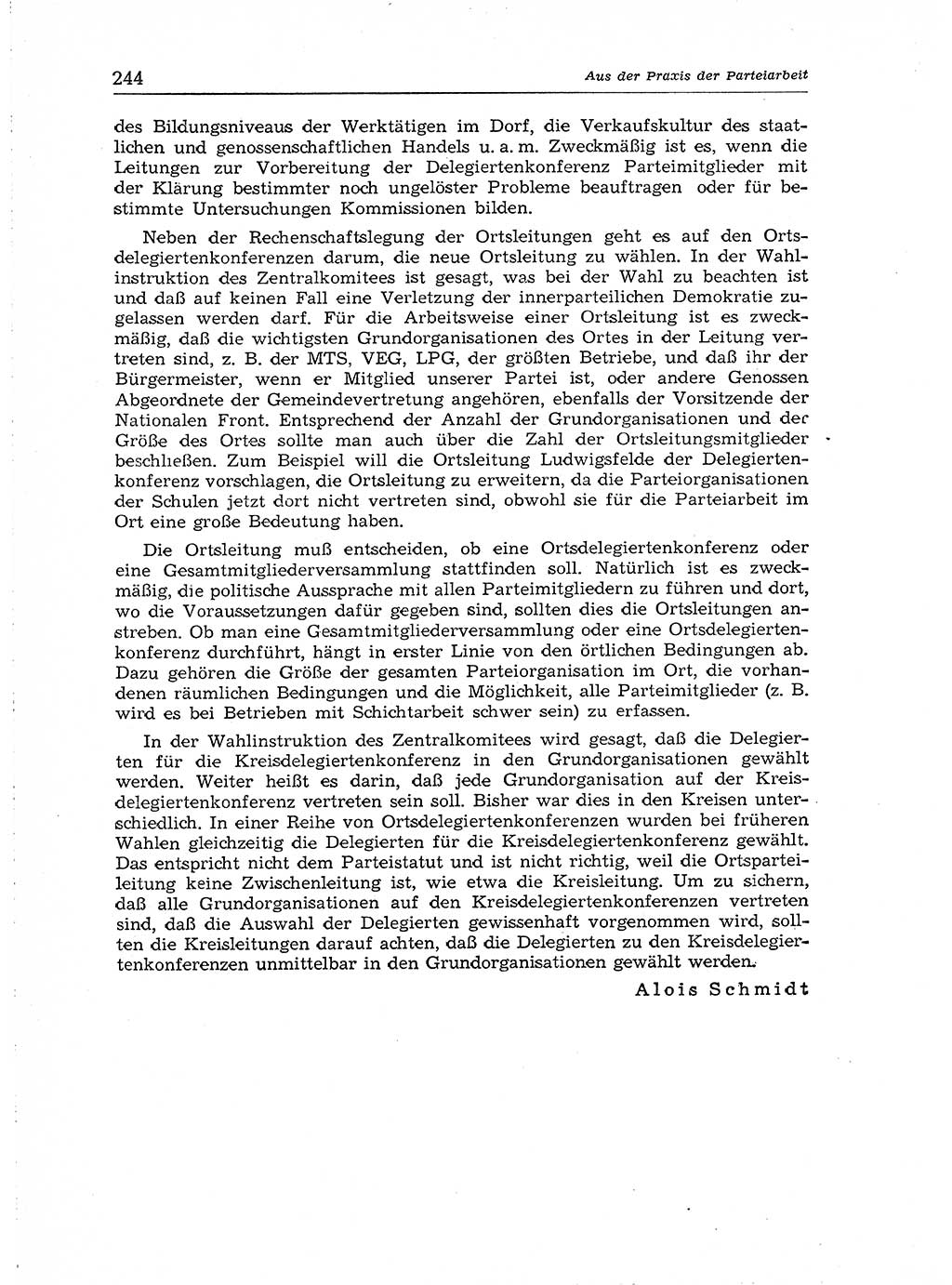 Neuer Weg (NW), Organ des Zentralkomitees (ZK) der SED (Sozialistische Einheitspartei Deutschlands) für Fragen des Parteiaufbaus und des Parteilebens, [Deutsche Demokratische Republik (DDR)] 13. Jahrgang 1958, Seite 244 (NW ZK SED DDR 1958, S. 244)