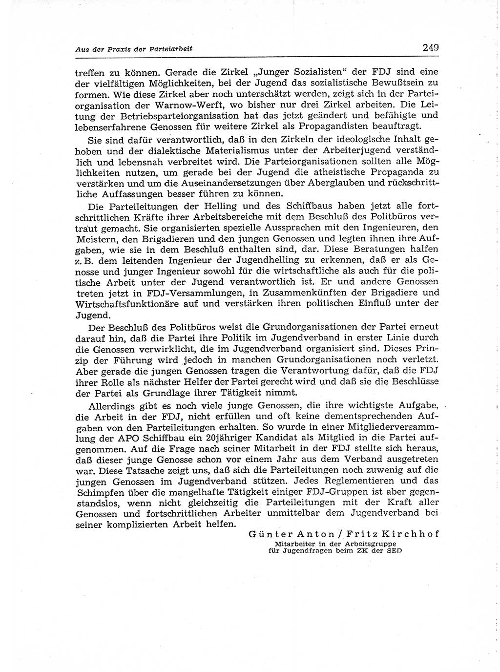 Neuer Weg (NW), Organ des Zentralkomitees (ZK) der SED (Sozialistische Einheitspartei Deutschlands) für Fragen des Parteiaufbaus und des Parteilebens, [Deutsche Demokratische Republik (DDR)] 13. Jahrgang 1958, Seite 249 (NW ZK SED DDR 1958, S. 249)