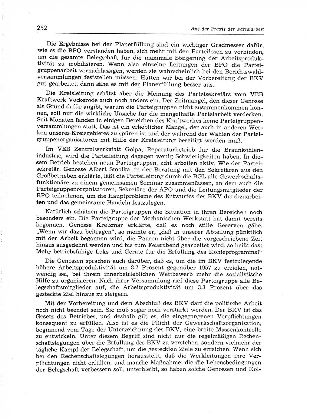 Neuer Weg (NW), Organ des Zentralkomitees (ZK) der SED (Sozialistische Einheitspartei Deutschlands) für Fragen des Parteiaufbaus und des Parteilebens, [Deutsche Demokratische Republik (DDR)] 13. Jahrgang 1958, Seite 252 (NW ZK SED DDR 1958, S. 252)