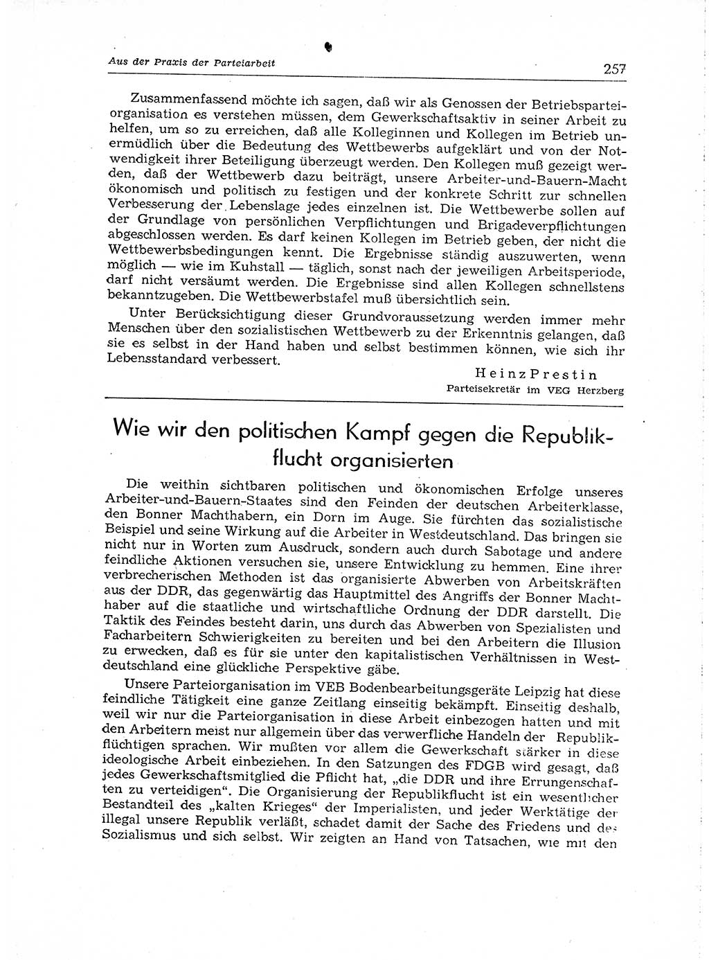 Neuer Weg (NW), Organ des Zentralkomitees (ZK) der SED (Sozialistische Einheitspartei Deutschlands) für Fragen des Parteiaufbaus und des Parteilebens, [Deutsche Demokratische Republik (DDR)] 13. Jahrgang 1958, Seite 257 (NW ZK SED DDR 1958, S. 257)