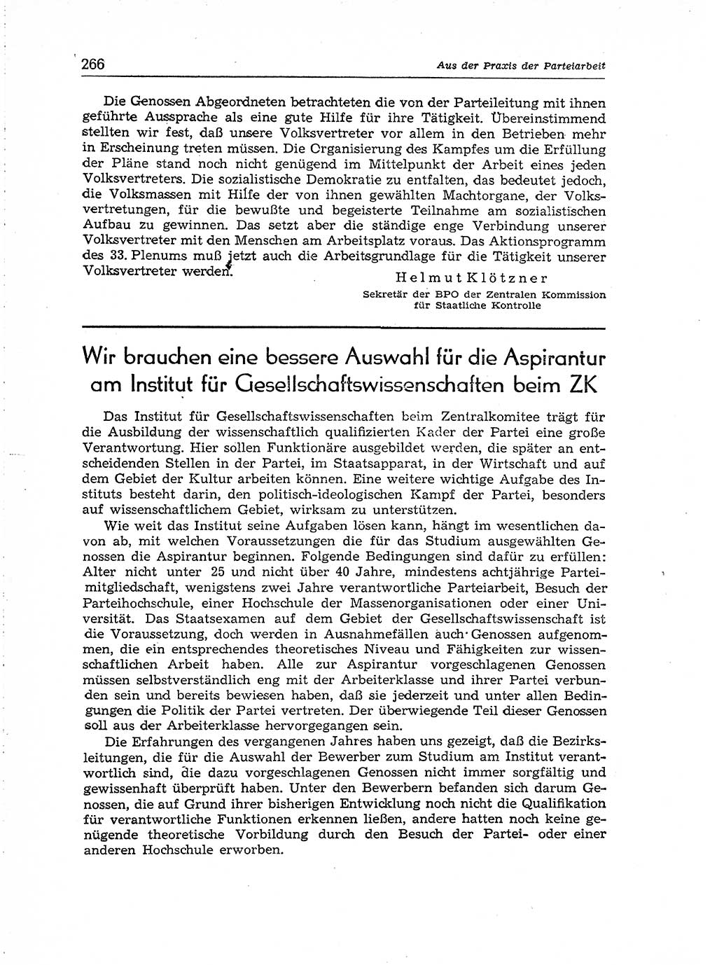 Neuer Weg (NW), Organ des Zentralkomitees (ZK) der SED (Sozialistische Einheitspartei Deutschlands) für Fragen des Parteiaufbaus und des Parteilebens, [Deutsche Demokratische Republik (DDR)] 13. Jahrgang 1958, Seite 266 (NW ZK SED DDR 1958, S. 266)