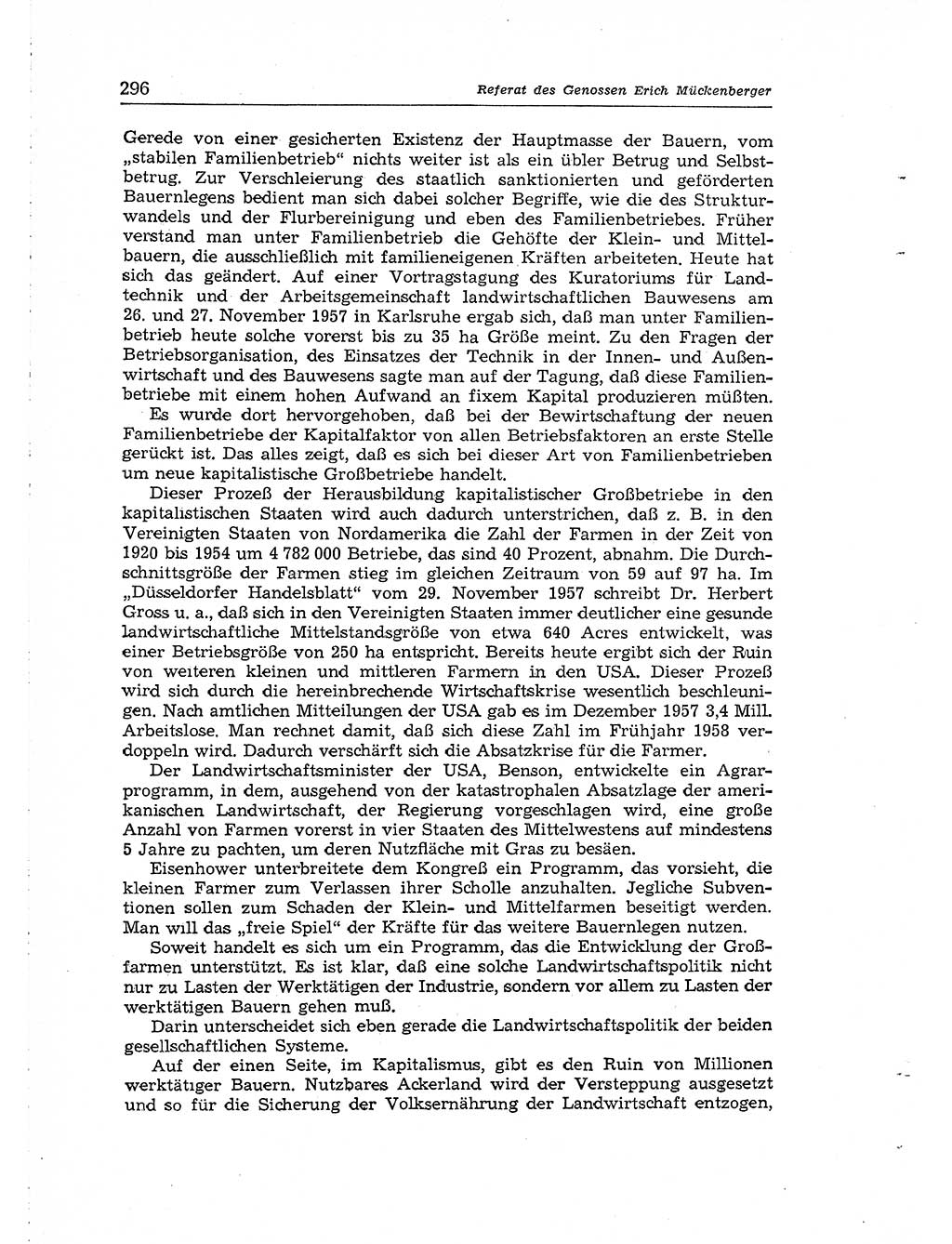 Neuer Weg (NW), Organ des Zentralkomitees (ZK) der SED (Sozialistische Einheitspartei Deutschlands) für Fragen des Parteiaufbaus und des Parteilebens, [Deutsche Demokratische Republik (DDR)] 13. Jahrgang 1958, Seite 296 (NW ZK SED DDR 1958, S. 296)