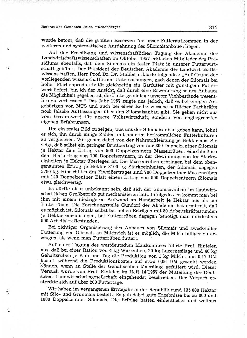 Neuer Weg (NW), Organ des Zentralkomitees (ZK) der SED (Sozialistische Einheitspartei Deutschlands) für Fragen des Parteiaufbaus und des Parteilebens, [Deutsche Demokratische Republik (DDR)] 13. Jahrgang 1958, Seite 315 (NW ZK SED DDR 1958, S. 315)