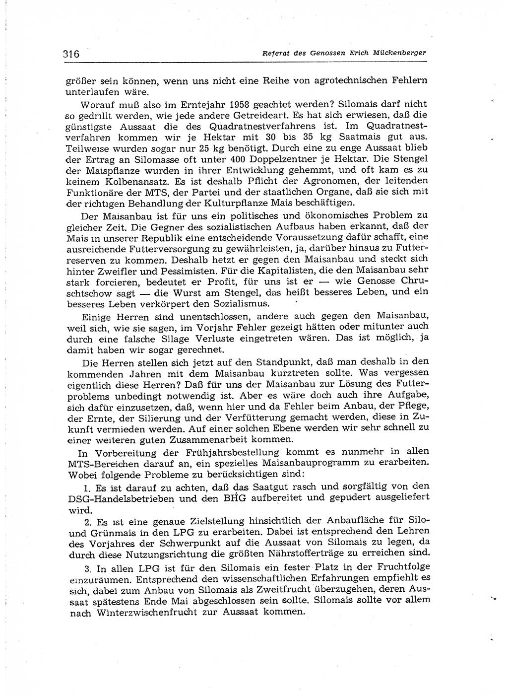 Neuer Weg (NW), Organ des Zentralkomitees (ZK) der SED (Sozialistische Einheitspartei Deutschlands) für Fragen des Parteiaufbaus und des Parteilebens, [Deutsche Demokratische Republik (DDR)] 13. Jahrgang 1958, Seite 316 (NW ZK SED DDR 1958, S. 316)