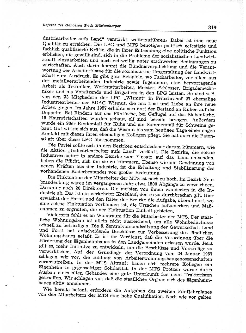 Neuer Weg (NW), Organ des Zentralkomitees (ZK) der SED (Sozialistische Einheitspartei Deutschlands) für Fragen des Parteiaufbaus und des Parteilebens, [Deutsche Demokratische Republik (DDR)] 13. Jahrgang 1958, Seite 319 (NW ZK SED DDR 1958, S. 319)