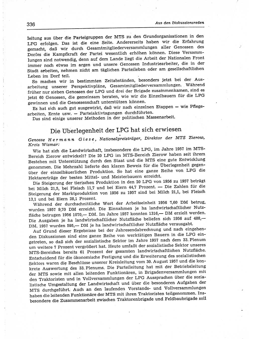 Neuer Weg (NW), Organ des Zentralkomitees (ZK) der SED (Sozialistische Einheitspartei Deutschlands) für Fragen des Parteiaufbaus und des Parteilebens, [Deutsche Demokratische Republik (DDR)] 13. Jahrgang 1958, Seite 336 (NW ZK SED DDR 1958, S. 336)