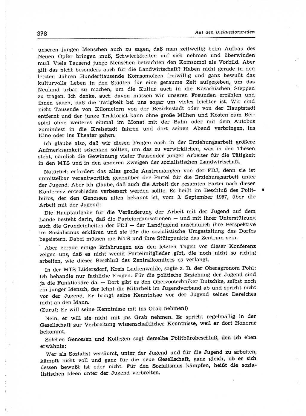 Neuer Weg (NW), Organ des Zentralkomitees (ZK) der SED (Sozialistische Einheitspartei Deutschlands) für Fragen des Parteiaufbaus und des Parteilebens, [Deutsche Demokratische Republik (DDR)] 13. Jahrgang 1958, Seite 378 (NW ZK SED DDR 1958, S. 378)